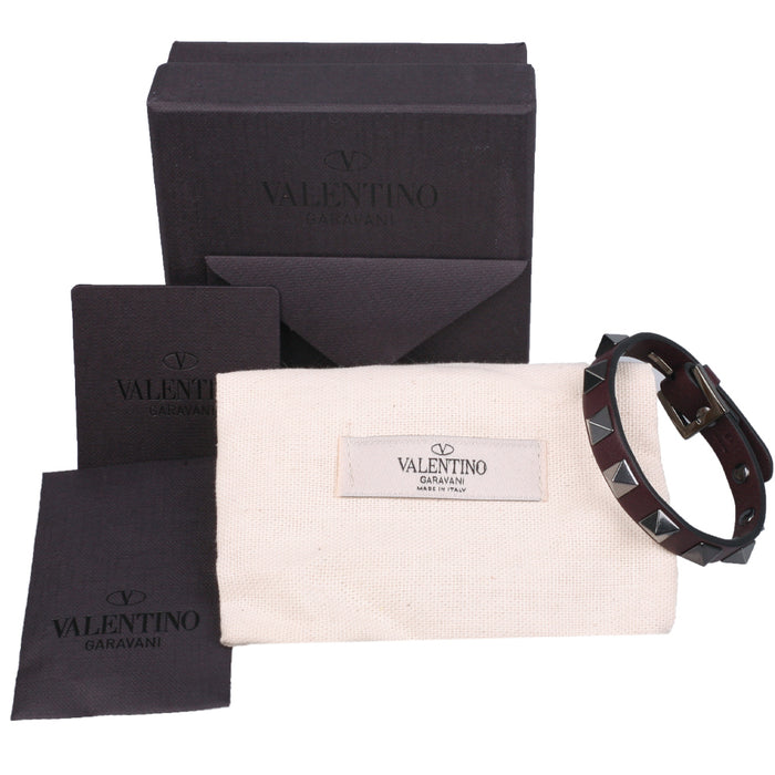 VALENTINO Rockstud Leather Bracelet Red Men’s Jewelry
