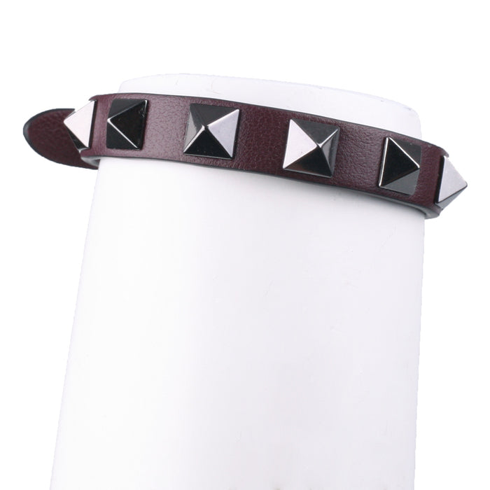 VALENTINO Rockstud Leather Bracelet Red Men’s Jewelry