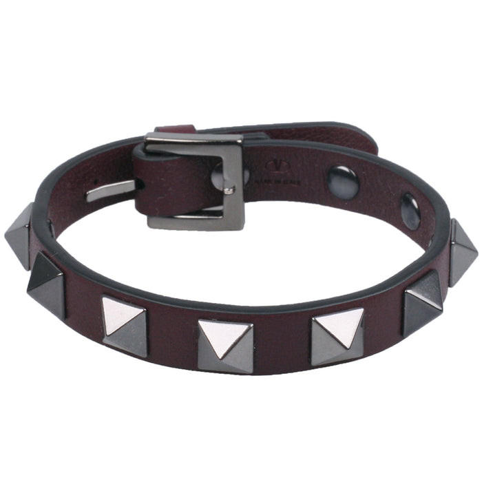 VALENTINO Rockstud Leather Bracelet Red Men’s Jewelry