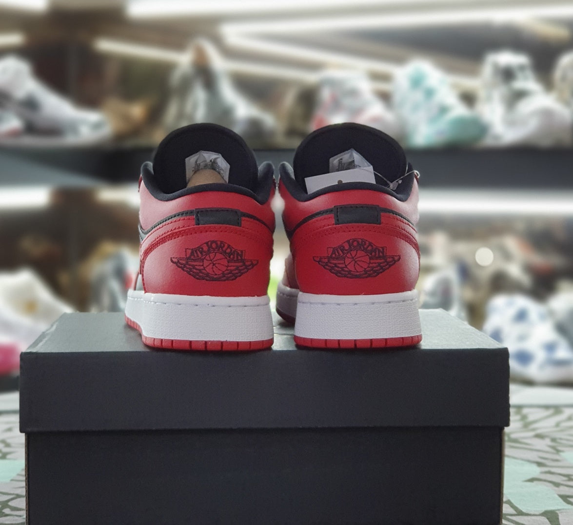 Air Jordan 1 Low Bred Varsity Red Womens Sneakers 553558 606