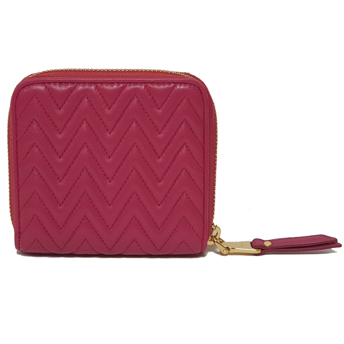 Miu Miu Gold Logo Compact Bifold Wallet 5ML522 PEONIA