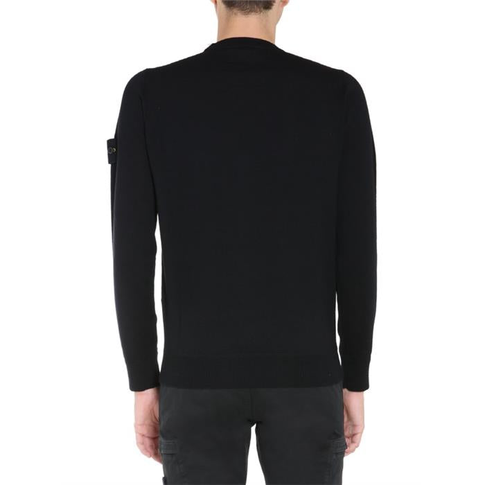 STONE ISLAND Wool Logo Patch Crewneck Sweater Black 7315526C4 V0029