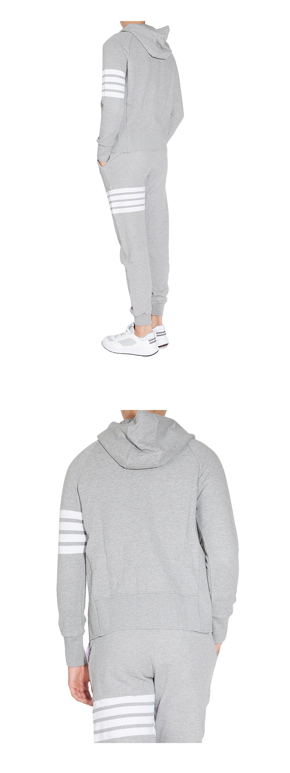 THOM BROWNE Men's Diagonal Sleeve Stripe Zip-Up Hoodie MJT022H 00535