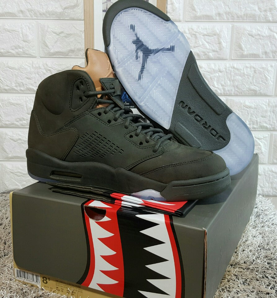 Nike Air Jordan 5 Premium Take Flight Khaki High Top Sneakers