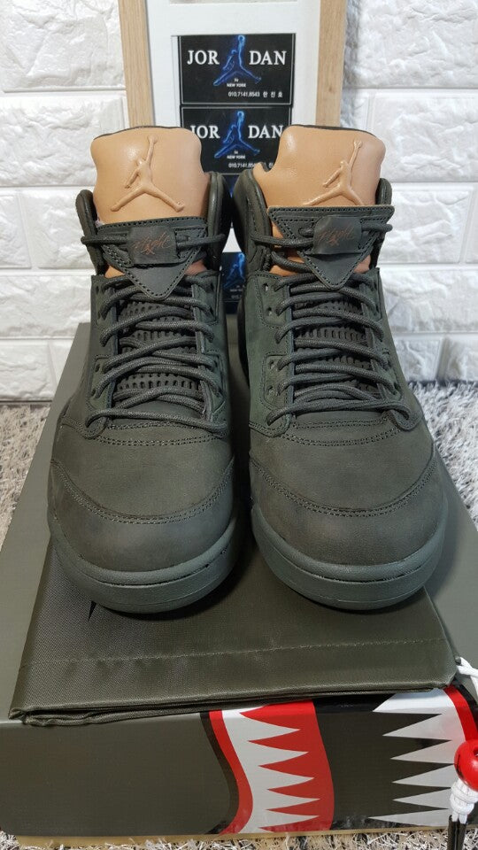 Nike Air Jordan 5 Premium Take Flight Khaki High Top Sneakers