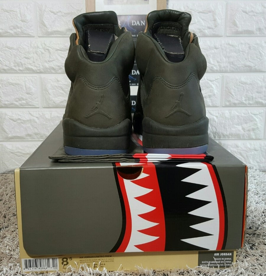 Nike Air Jordan 5 Premium Take Flight Khaki High Top Sneakers