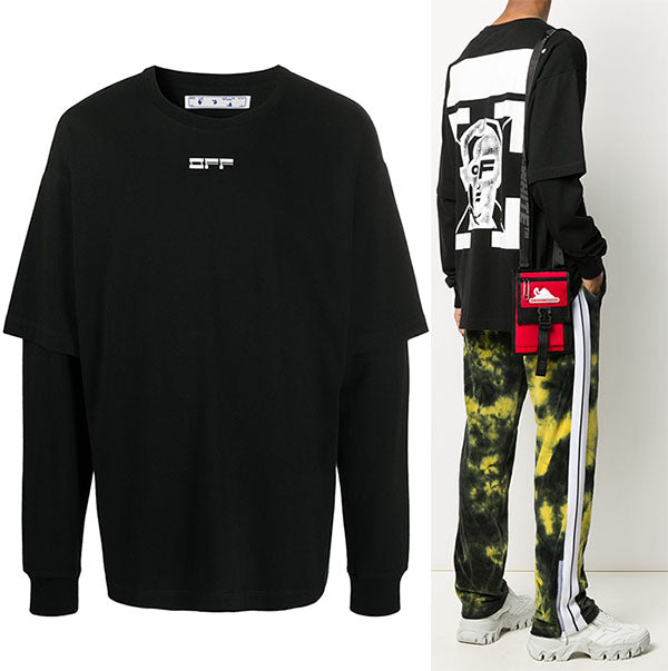 OFF WHITE Mask Face Layered T-Shirt for Men