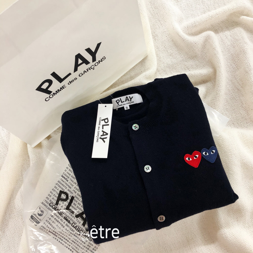 Comme des Garcons Double Heart Play Wool Cardigan for Women