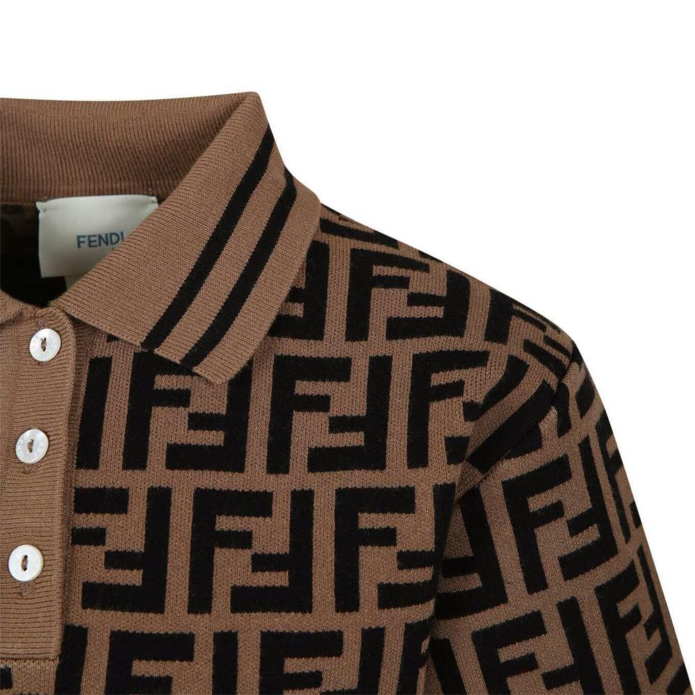FENDI FF Jacquard Midi Dress Black Kids Women