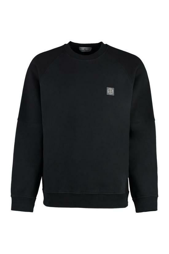 STONE ISLAND Brushed Diagonal Cotton Fleece Sweatshirt Black