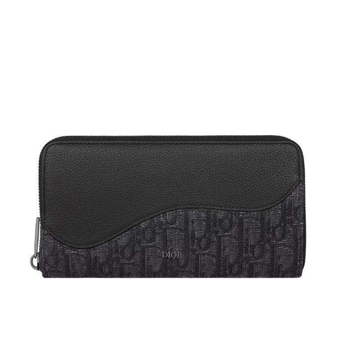 DIOR Saddle Zipped Long Wallet Black Leather Men’s
