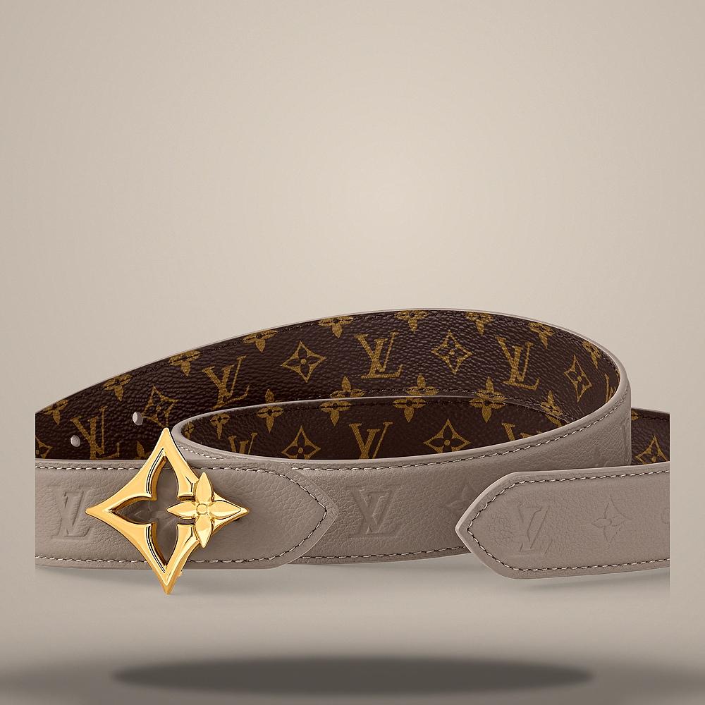 Louis Vuitton Flowergram Ado 30mm Reversible Belt Taupe Grey Monogram M8937