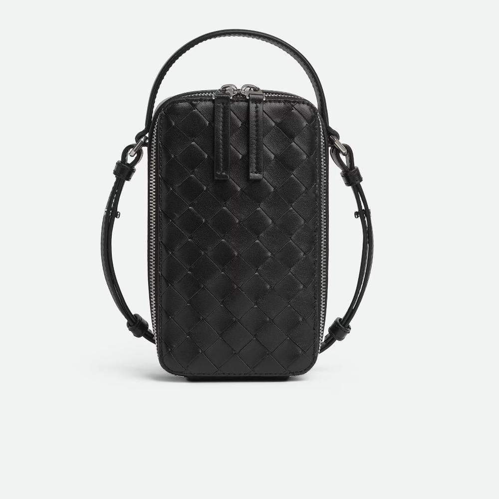 Bottega Veneta Getaway Phone Pouch Black Crossbody Bag