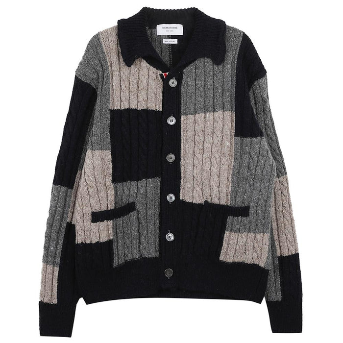 THOM BROWNE Wool Knit Cardigan for Men Navy MKC605A Y1032