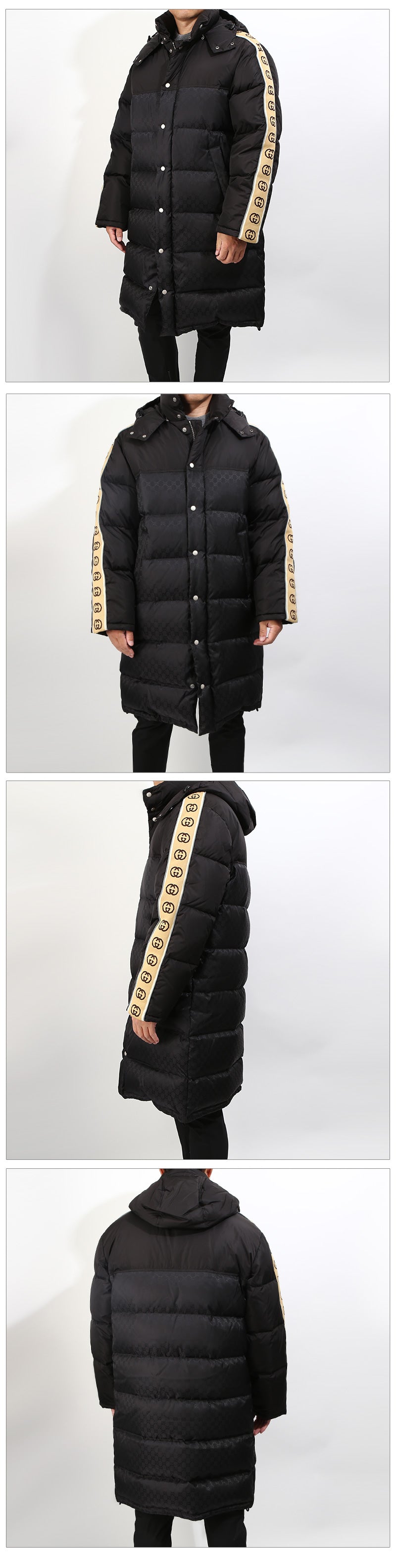 GUCCI Men's Monogram Logo Long Down Puffer Coat 603569 1043
