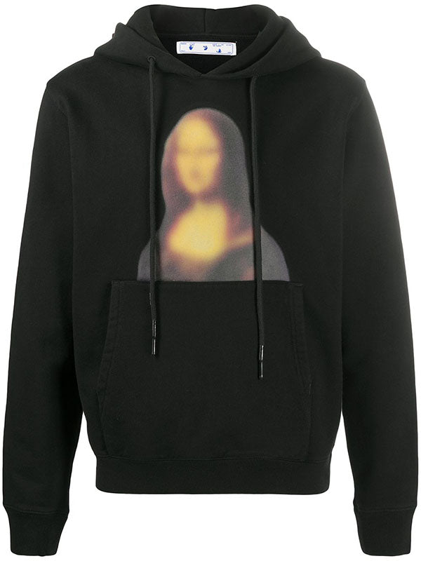 OFF WHITE Black Slim Blood Mona Lisa Hoodie Unisex