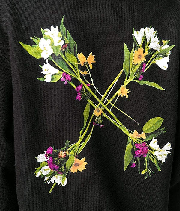 OFF WHITE Floral Arrows Logo Black Hoodie for Women
