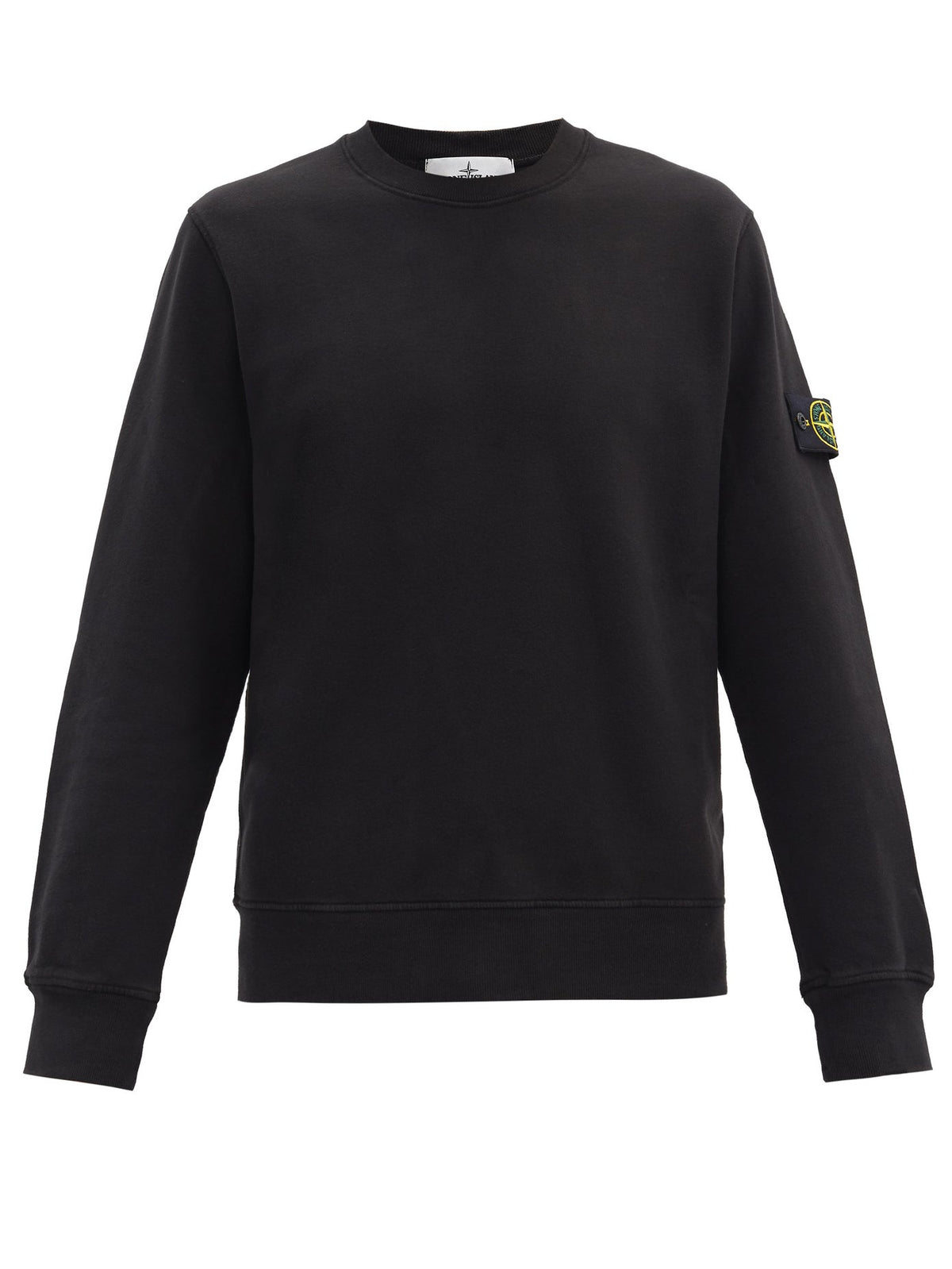 STONE ISLAND Cotton Compass Patch Crewneck Sweatshirt Black 6100044 S0051 V0029