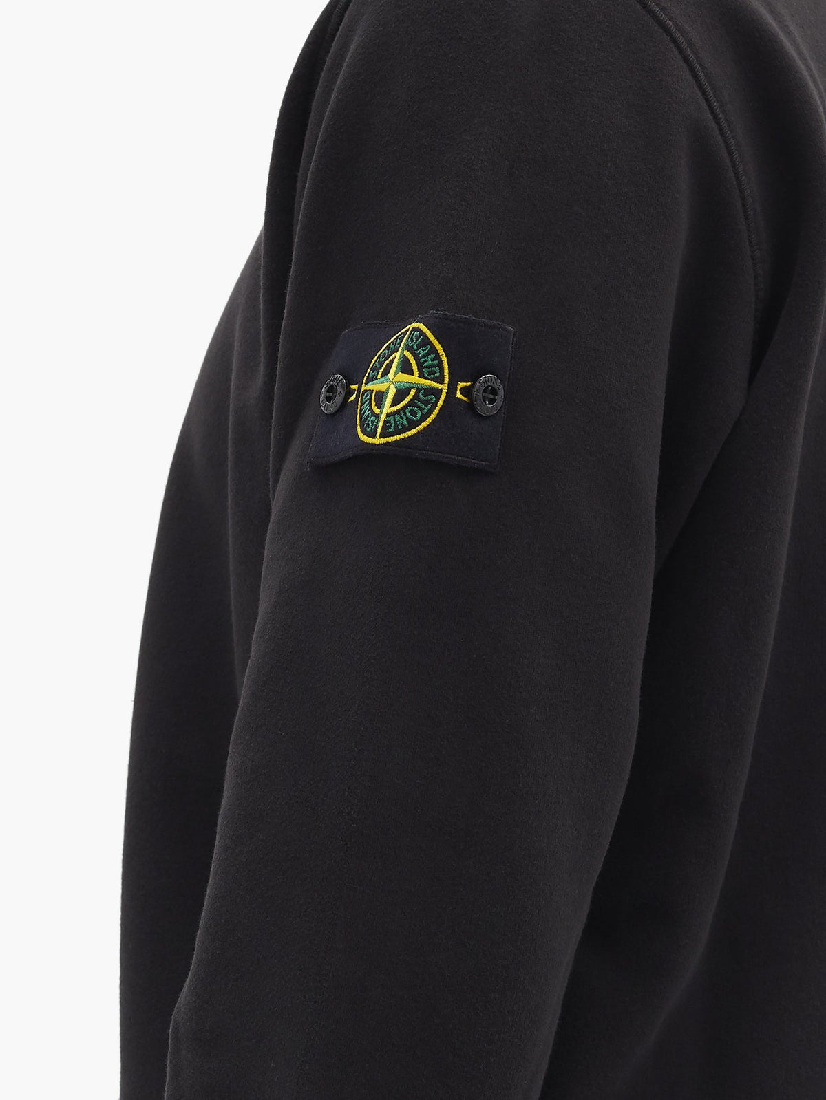 STONE ISLAND Cotton Compass Patch Crewneck Sweatshirt Black 6100044 S0051 V0029
