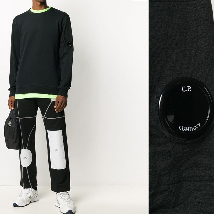 CP Company Men's Lens Sleeve Crewneck Sweatshirt White/Black 09CMSS001A