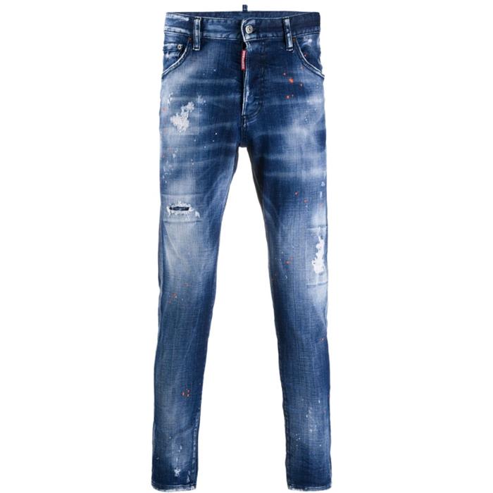 Dsquared2 Men's Skinny Leather Patch Denim Jeans S74LB0756