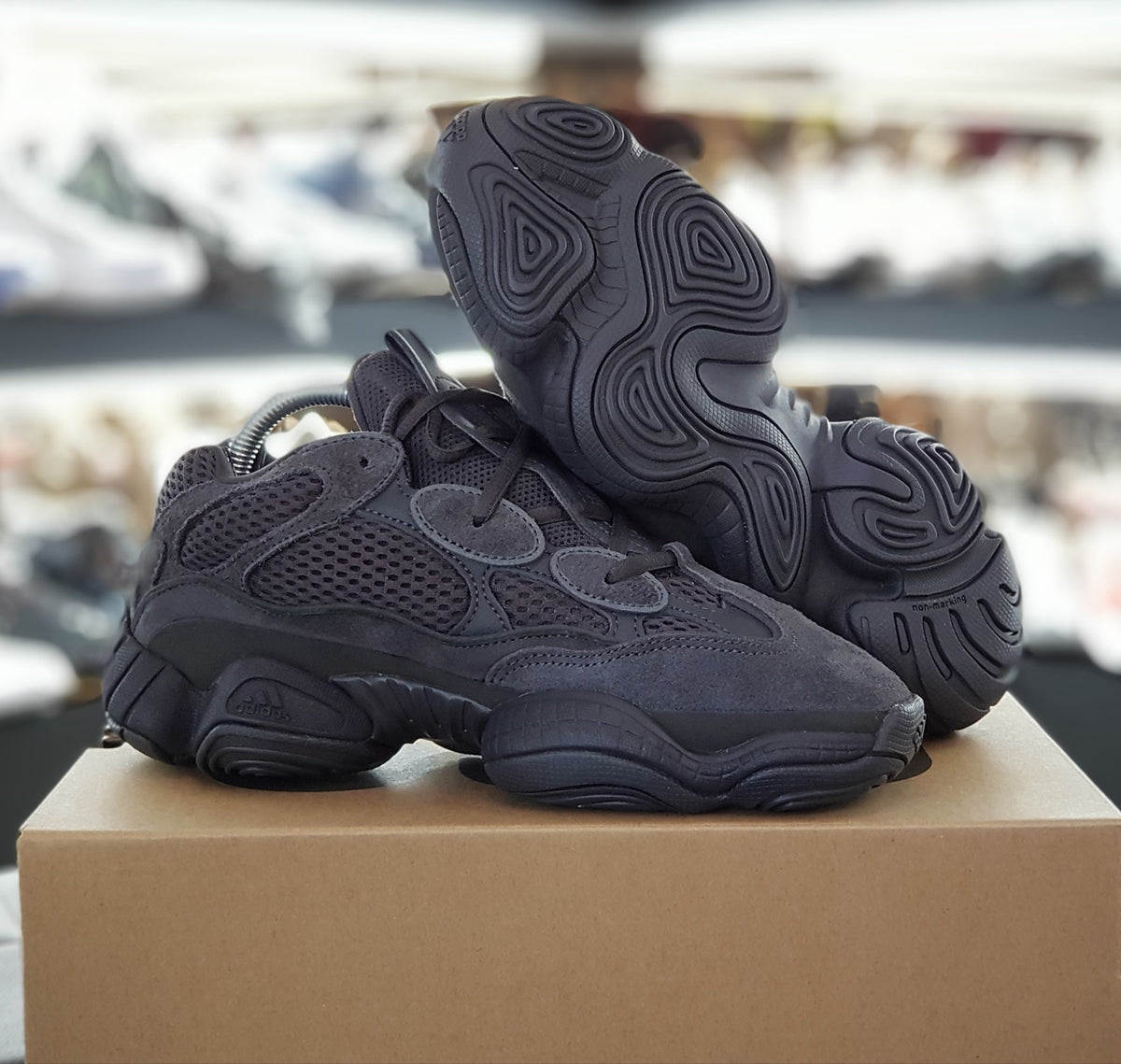 YEEZY Utility Black Suede Mesh Low-Top Sneakers Women