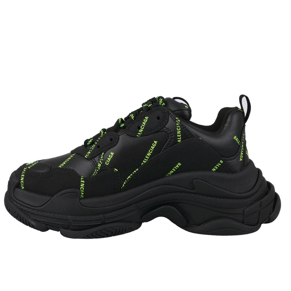 BALENCIAGA Triple S Low-Top Sneakers Black/White Mesh Leather