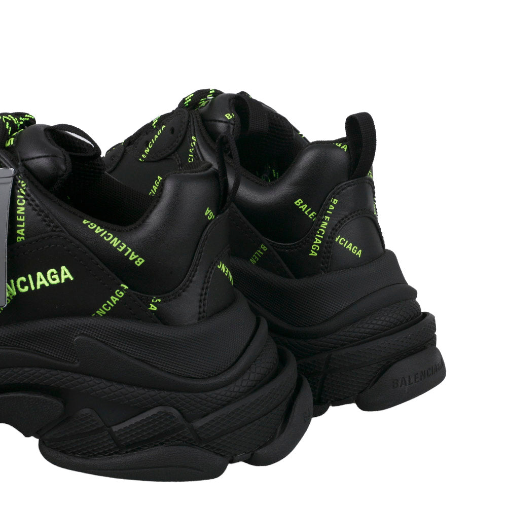 BALENCIAGA Triple S Low-Top Sneakers Black/White Mesh Leather