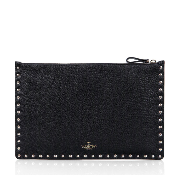 VALENTINO Rockstud Leather Clutch Black Women’s