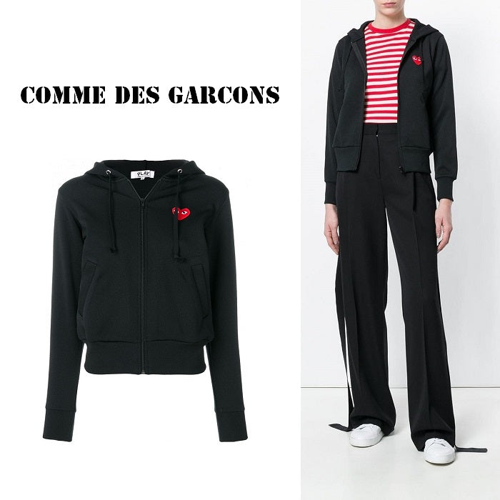 Comme des Garcons Women's Red Heart Logo Patch Zip-Up Hoodie P1T171 1