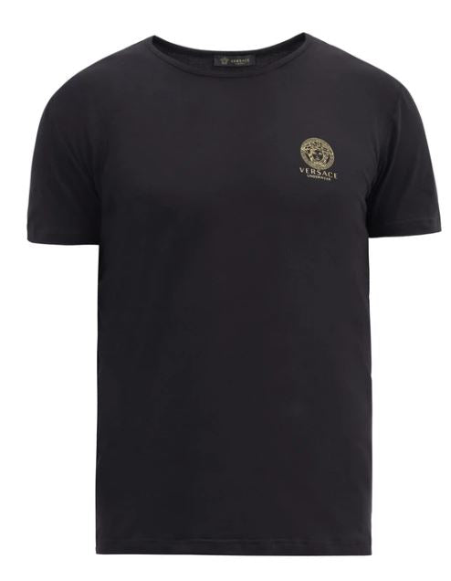Versace Medusa Print Cotton Jersey T-Shirt Black