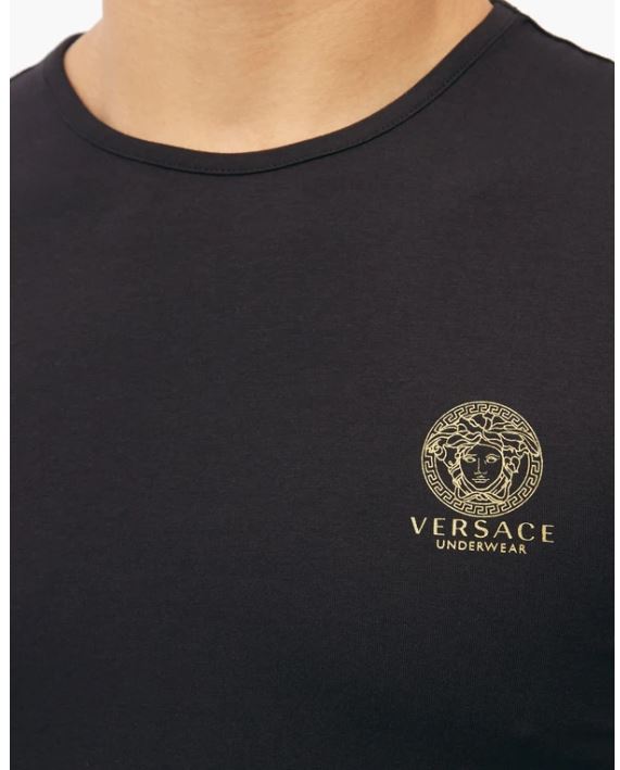 Versace Medusa Print Cotton Jersey T-Shirt Black