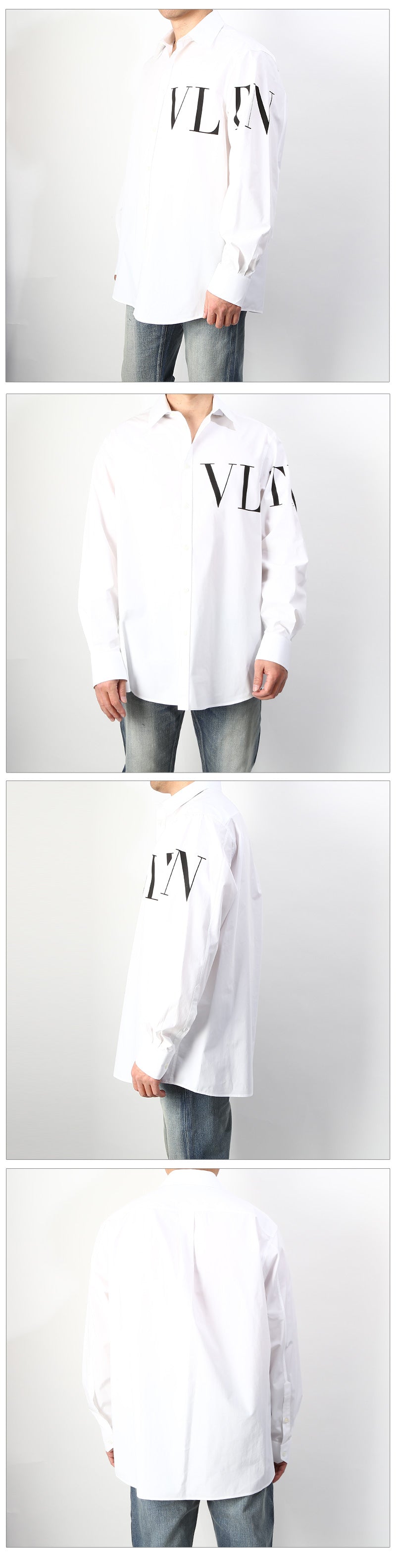 VALENTINO VLTN Logo Long-Sleeve Shirt White Cotton Men