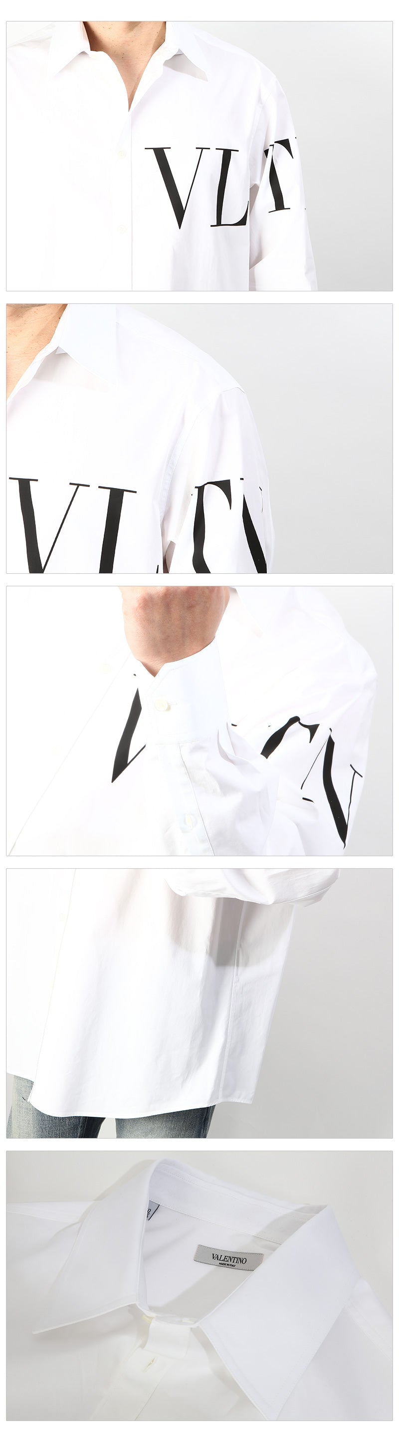 VALENTINO VLTN Logo Long-Sleeve Shirt White Cotton Men