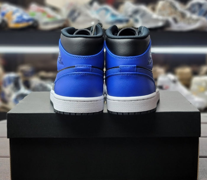 Air Jordan 1 Mid Black Hyper Royal GS High Top Sneakers