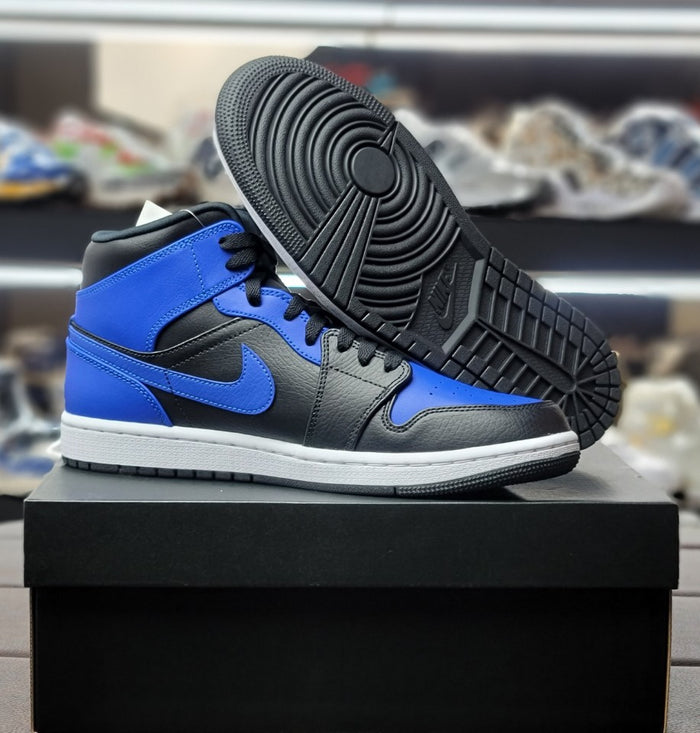 Air Jordan 1 Mid Black Hyper Royal GS High Top Sneakers