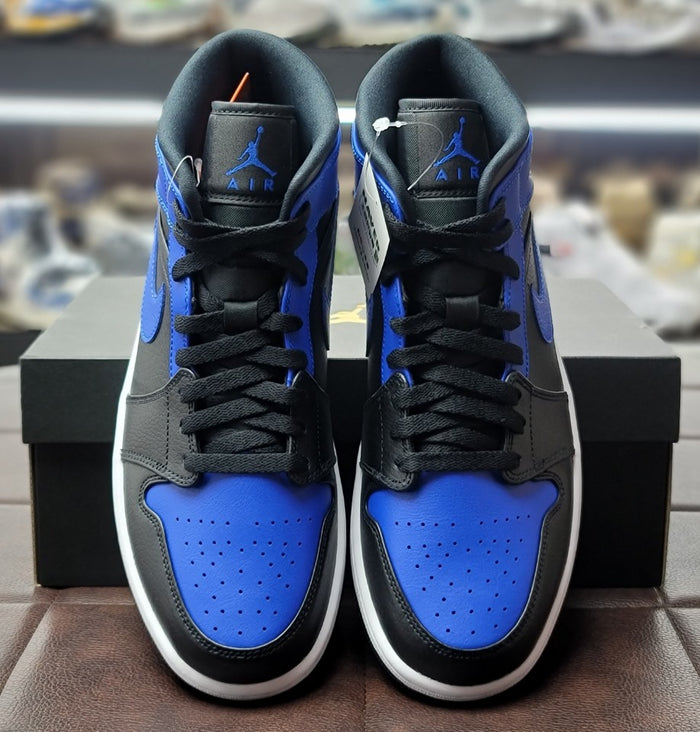 Air Jordan 1 Mid Black Hyper Royal GS High Top Sneakers