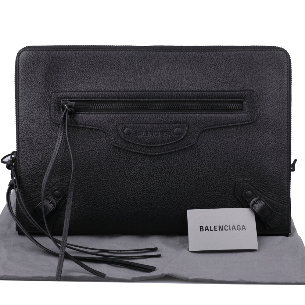 BALENCIAGA Neo Strap Leather Clutch Bag 652490 15Y07 1000