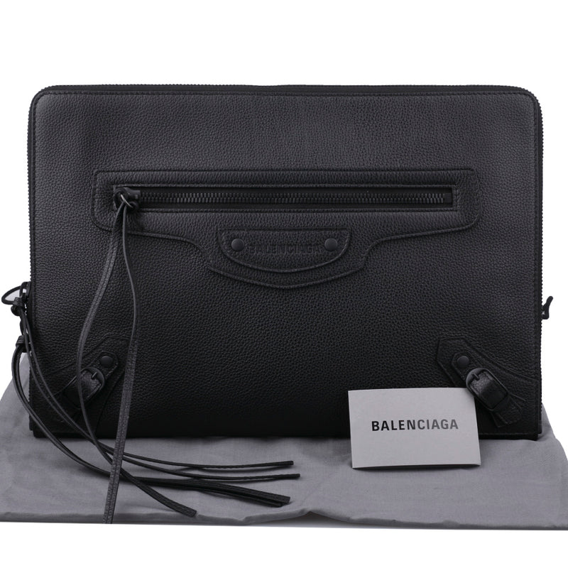 BALENCIAGA Neo Strap Leather Clutch Bag 652490 15Y07 1000