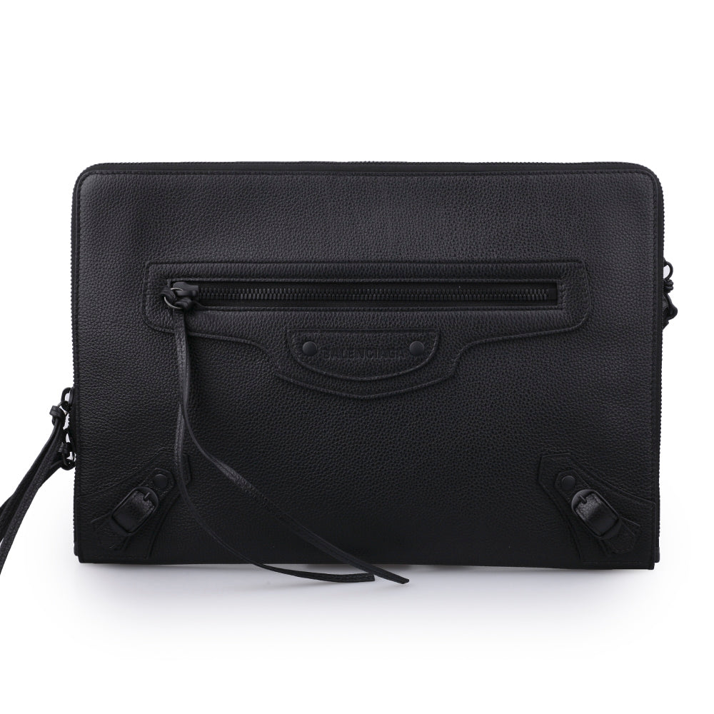 BALENCIAGA Neo Strap Leather Clutch Bag 652490 15Y07 1000