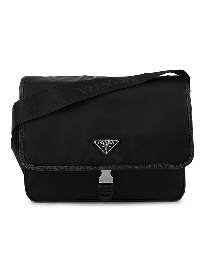 PRADA Re-Nylon Saffiano Leather Shoulder Crossbody Bag Black