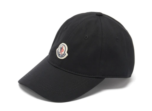 Moncler Classic Logo Cotton Baseball Cap Black
