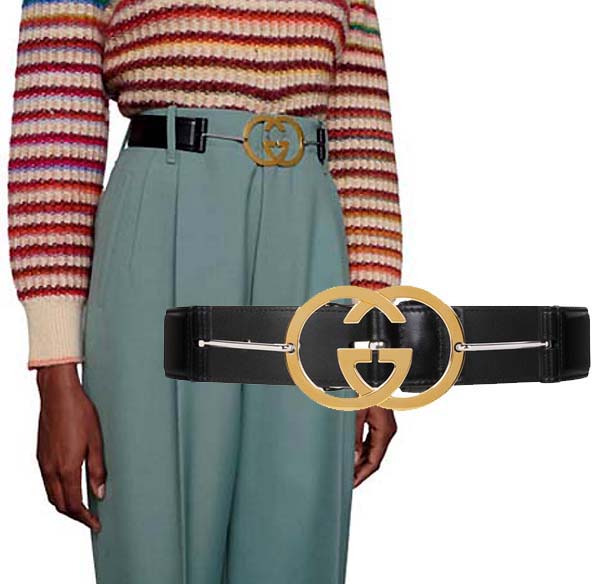 GUCCI Women's Gold GG Buckle Belt 636885