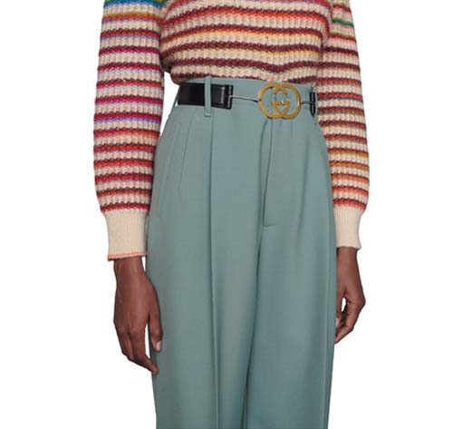 GUCCI Women's Gold GG Buckle Belt 636885
