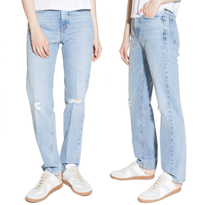 RE/DONE Women's 70s Straight Leg Distressed Denim Jeans 140 3W7STRT