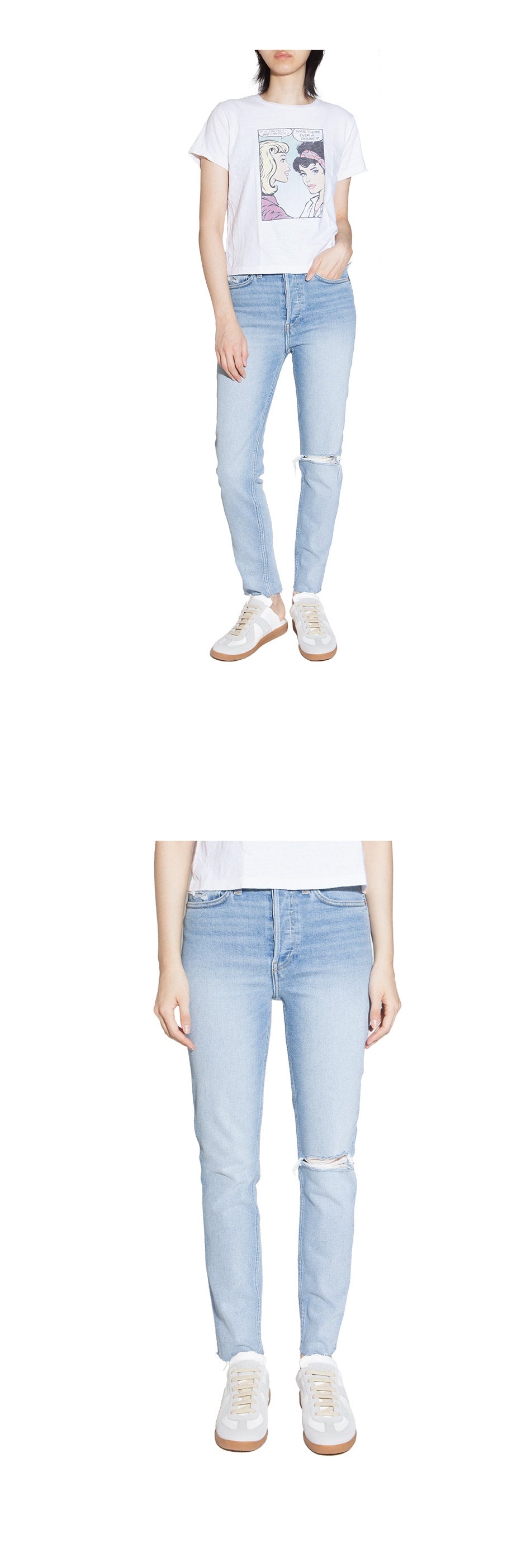 RE/DONE 90s High Rise Ankle Crop Light Blue Jeans 162 3WHRAC