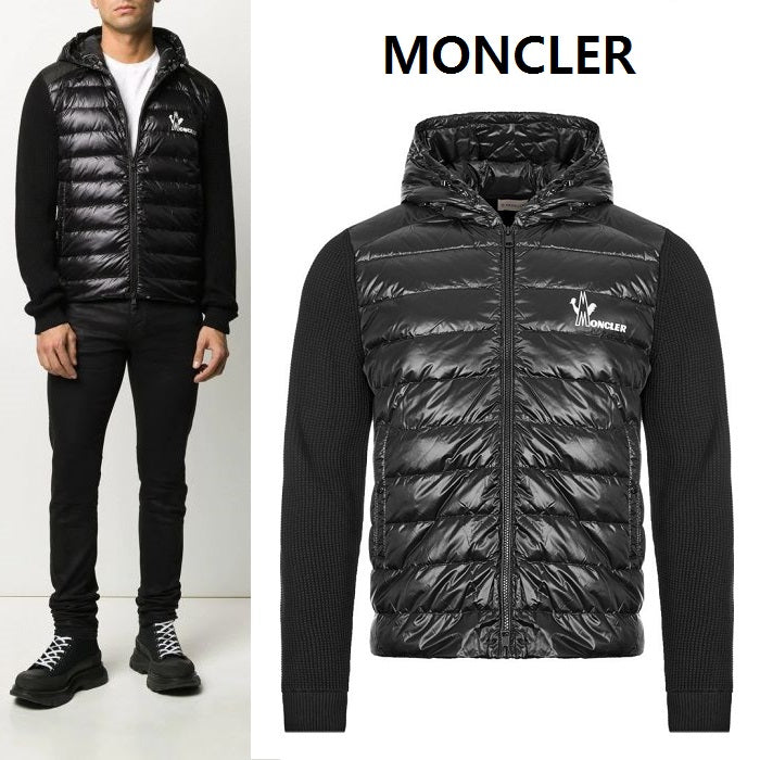 Moncler Men's Logo Print Knit Down Jacket 9B501 10 V9099 999