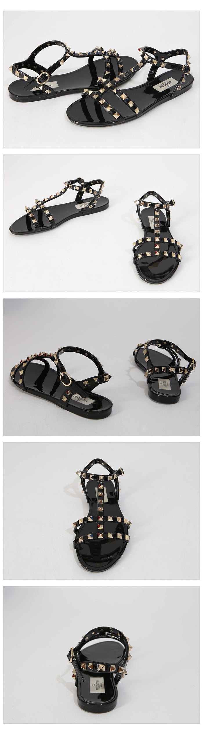 VALENTINO Rockstud Flip Flop Sandals Black Rubber