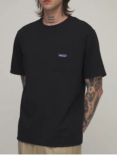 patagonia P6 Logo Recycled Patch Pocket T-Shirt Black