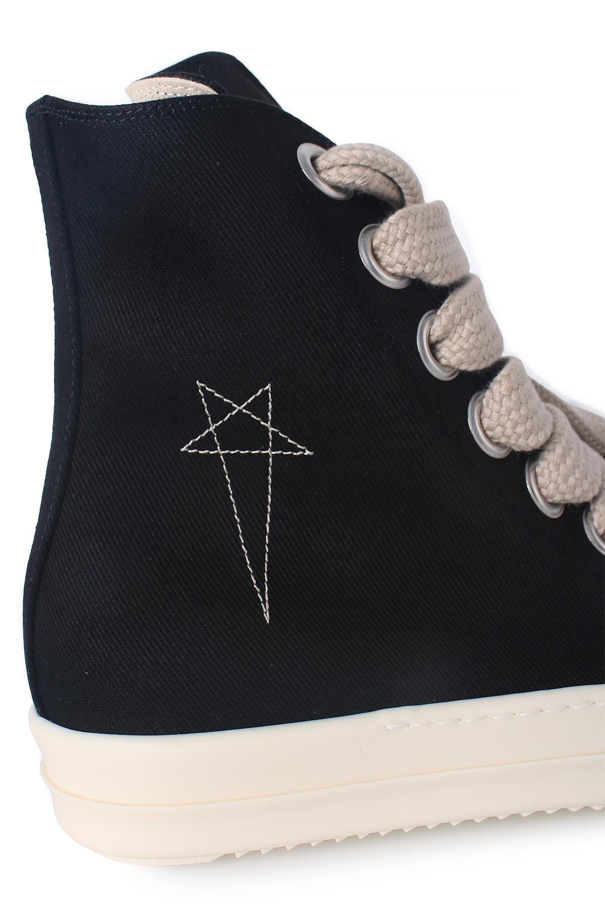 Rick Owens DRKSHDW Overdyed Denim Jumbo Lace High-Top Sneakers Black Milk